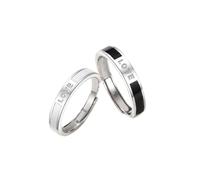 Homxi Sterling Silver Adjustable Engagement Ring Couple, Letter Love, Silver Wedding Bands