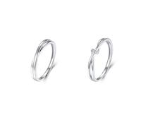 Homxi Sterling Silver Adjustable Wedding Band Rings for Couple, Geometric with Cubic Zirconia, Wedding Ring Set His and Hers Silver