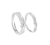Homxi Sterling Silver Bands Rings Adjustable for Couple, Geometric, Silver Ring Couple
