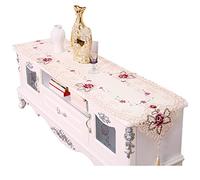 Homxi Table Runner Modern,40x200CM,Flowers Embroidered with Tassel Table Runner Decor Polyester,Table Runners Modern Beige Pink