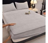 Homxi Twin Mattress Fitted Sheets,35 x 78 IN,Velvet Queen Size Bedspread Solid Color Pattern King Size Bed Fitted Sheet Light Gray