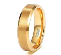 Homxi Unisex Custom Engraved Tungsten Ring, 6MM Brushed Round, Ring Gold Women Size J 1/2