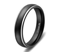 Homxi Unisex Titanium Steel Ring Personalized Inside, 6MM Matte Round, Promise Rings Black Band Size L 1/2