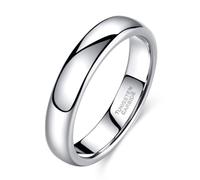 Homxi Unisex Tungsten Ring Personalized Inside, 4MM Polished Round, Silver Engagement Ring Size T 1/2