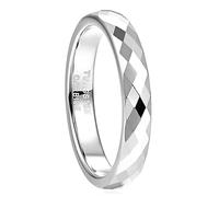 Homxi Unisex Tungsten Ring Personalized Inside, 4MM Round with Rhombus, Silver Rings for Her Size P 1/2
