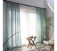 Homxi Voile Curtain 2 Panel Set,2 x 40W x 84H,Curtains for Bedroom Semi Sheer Gray Green Solid Color Bedroom Curtain Pinch Pleats
