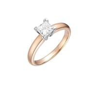 Homxi Wedding Band for Women 14 ct Rose Gold, Solitaire Square with 0.3ct Diamond, Women's Rose Gold Engagement Rings Size O 1/2