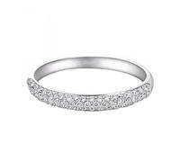 Homxi Wedding Band for Women 18 ct White Gold, Half Eternity Round with 0.25ct Diamond, Women's Anniversary Silver Ring Size I 1/2