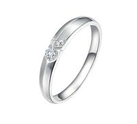 Homxi Wedding Band Men White Gold 18 K, Arrow with 0.1ct Diamond, Women's Silver Engagement Rings Size S 1/2