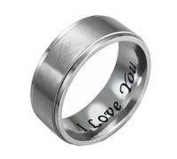 Homxi Wedding Band Stainless Steel Men,Matte Round 8MM I Love You Men Rings Silver Men Rings Size P 1/2