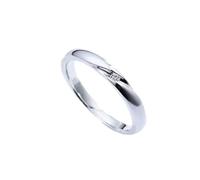 Homxi Wedding Bands 14 ct White Gold Women, Simple Round with 0.2ct Diamond, Ring Anniversary Silver Women Size K 1/2