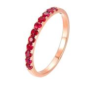 Homxi Wedding Bands 9 ct Rose Gold for Women, Round with 0.86ct Ruby, Rose Gold Promise Ring Size T 1/2