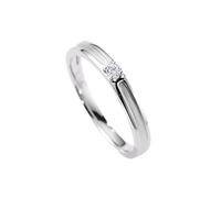 Homxi Wedding Ring 18 K White Gold Women, Simple Round with 0.05ct Diamond, Ring Promise Silver Women Size H 1/2
