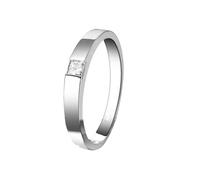 Homxi Wedding Ring Band Men 18K White Gold, Solitaire Square with 0.25ct Diamond, Silver for Men Wedding Ring Size V 1/2