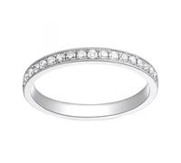 Homxi Wedding Ring Band Women 14 K White Gold, Half Eternity Round with 0.47ct Diamond, Silver Eternity Band Rings for Women Size T 1/2