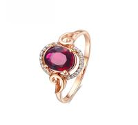 Homxi Wedding Ring Bands for Women 14K Rose Gold, Oval with 1.13ct Tourmaline and Diamond, Wedding Rings Women Rose Gold Size P 1/2