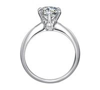 Homxi Wedding Ring for Women 14K White Gold, Solitaire Round with 1ct Created Diamond, Women's Wedding Band Silver Size O 1/2