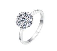 Homxi Wedding Ring White Gold 14K Women, Round with 0.5ct Created Diamond, Silver Ring Engagement Size M 1/2