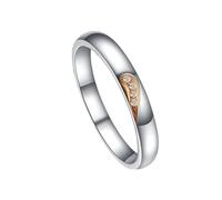 Homxi Wedding Ring White Gold 18ct Women, Puzzle Heart with 0.16ct Diamond, Engagement Rings Silver Size O 1/2