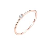 Homxi Wedding Ring Women 9ct Rose Gold, Simple Solitaire Round with 0.04ct Diamond, Wedding Band Rose Gold Women Size U 1/2