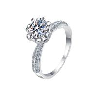 Homxi Wedding Ring Women White Gold 14K, Round with 1ct Created Diamond, Silver Wedding Band Rings for Women Size M 1/2