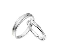 Homxi Wedding Ring Womens 18ct White Gold, Simple Round, Engagement Ring Women Silver Size Y 1/2