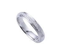Homxi Wedding Rings for Women 14 ct White Gold, Simple Round with 0.22ct Diamond, Womens Silver Wedding Rings Size V 1/2