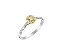 Homxi Wedding Rings for Women 9ct White Gold, Oval with 0.17ct Diamond, Silver Yellow Engagement Ring Size Q 1/2