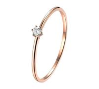 Homxi Wedding Rings for Women Rose Gold 9ct, Solitaire Round with 0.05ct Diamond, Eternity Ring for Women Rose Gold Size H 1/2