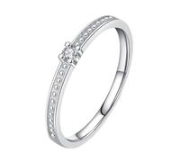 Homxi Wedding Rings for Women White Gold 14K, 2x2mm Round with Moissanite, Silver Band Rings for Women Ring Size 10.5