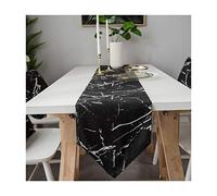 Homxi Wedding Table Runners,30x180CM,Marble Pattern Autumn Table Runner Cotton linen,Table Runners Black