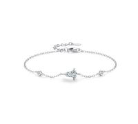 Homxi White Gold Chain Bracelets 18 K for Women, Geometric with Created Diamond, 6.69" + 1.97" Extender, Womens Adjustable Bracelets Silver