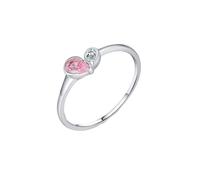 Homxi White Gold Ring Women 14K, 3x5mm Water Drop with Created Morganite, Silver Womens Engagement Wedding Rings Size 10