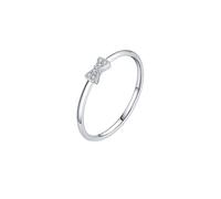 Homxi White Gold Rings for Women 9ct, 2.8x5.5mm Bowknot with Moissanite, Womens Silver Band Ring Size 10.5