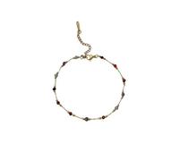 Homxi Woman Anklet Bracelets Gold, Anklet Bracelets for Women Stainless Steel Chain with Beads - 8.3" + 2" Extender Chain