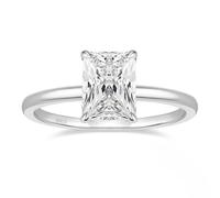 Homxi Women 925 Sterling Silver Promise Ring Engraved, 4 Claws Solitaire Rectangle with Cubic Zirconia, Womens Wedding Rings Silver Size R 1/2