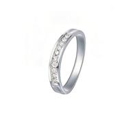 Homxi Women Anniversary Ring 14 K White Gold, Simple Round with 0.12ct Diamond, Women's Promise Silver Ring Size O 1/2