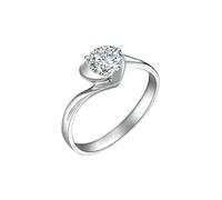 Homxi Women Anniversary Ring Platinum 950, Solitaire Round with 0.5ct Diamond, Wedding Band Silver Women Size L 1/2