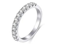 Homxi Women Engraved 925 Sterling Silver Engagement Ring, Half Eternity Round with Cubic Zirconia, Promise Rings for Women Silver Size P 1/2
