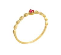 Homxi Women Ring 18K Gold, 2.75mm Solitaire Round with Created Ruby, Eternity Band Rings for Women Yellow Gold Ring Size 10.5