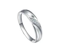 Homxi Women Rings Engagement Platinum 950, Round with 0.04ct Diamond, Womens Promise Ring Silver Size T 1/2