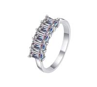 Homxi Women Rings Promise 18ct White Gold, Rectangle with 2.5ct Created Diamond, Silver Wedding Ring Women Size T 1/2