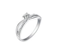 Homxi Women Rings Wedding 14K White Gold, Infinity and Round with 0.3ct Diamond, Wedding Ring Silver Band Women Size O 1/2