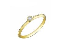 Homxi Women Wedding Bands 14 ct Yellow Gold, Solitaire Round with 0.05ct Diamond, Engagement Ring Gold Band Women Size O 1/2