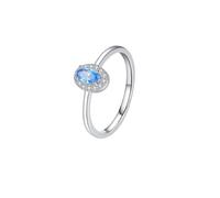 Homxi Women Wedding Rings 9 kt White Gold, 3x5mm Oval with Created Topaz and Moissanite, Eternity Bands Silver Size 5