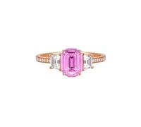 Homxi Women Wedding Rings 9ct / 14ct / 18ct Rose Gold, Geometric with 1.07ct Colourful Pink Sapphire and Diamond, Eternity Rings for Women Rose Gold