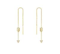 Homxi Womens 14Kt Yellow Gold Threader Earrings, Arrow with Diamond, Gold Earrings for Women
