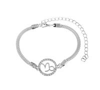 Homxi Women's Ankle Bracelet Silver, Ankle Chain Alloy for Women Capricorn with Cubic Zirconia - 7.9" + 3.8" Extender Chain