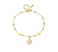 Homxi Women's Anklet Gold, Anklet for Women Stainless Steel Chain with Starfish and Shell - 8.3" + 2.2" Extender Chain