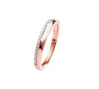 Homxi Womens Anniversary Ring 9 K Rose Gold, Simple Round with 0.07ct Diamond, Women's Wedding Band Rose Gold Ring Size O 1/2